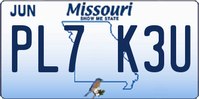 MO license plate PL7K3U