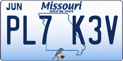 MO license plate PL7K3V