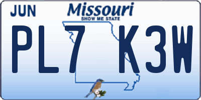MO license plate PL7K3W