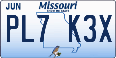 MO license plate PL7K3X