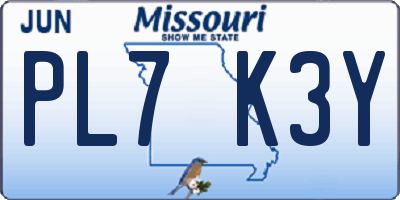 MO license plate PL7K3Y