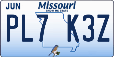 MO license plate PL7K3Z