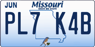 MO license plate PL7K4B