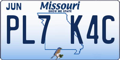 MO license plate PL7K4C