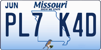MO license plate PL7K4D