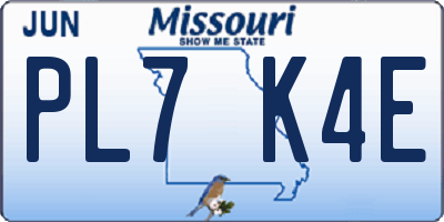 MO license plate PL7K4E