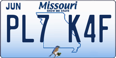 MO license plate PL7K4F