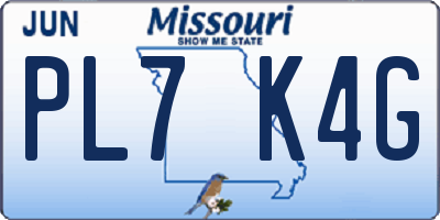 MO license plate PL7K4G