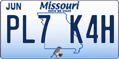 MO license plate PL7K4H