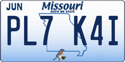 MO license plate PL7K4I