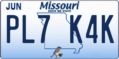 MO license plate PL7K4K