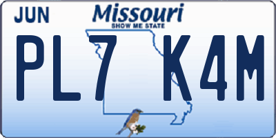 MO license plate PL7K4M