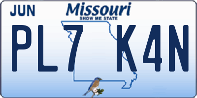 MO license plate PL7K4N