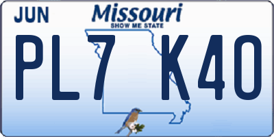 MO license plate PL7K4O