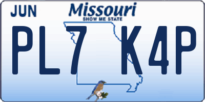 MO license plate PL7K4P