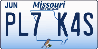MO license plate PL7K4S