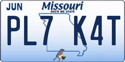MO license plate PL7K4T