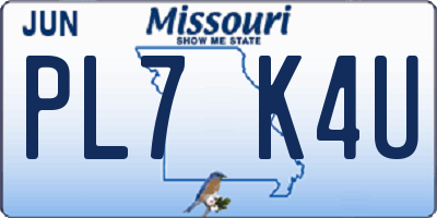 MO license plate PL7K4U
