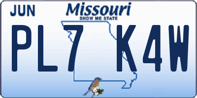 MO license plate PL7K4W