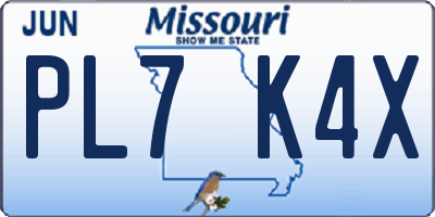 MO license plate PL7K4X