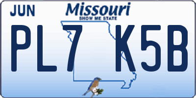 MO license plate PL7K5B