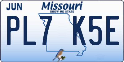 MO license plate PL7K5E