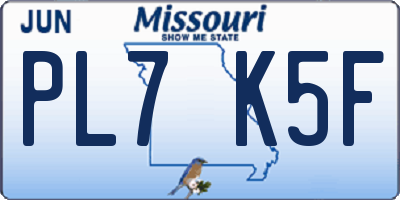 MO license plate PL7K5F