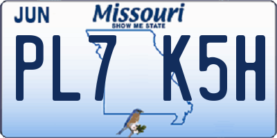 MO license plate PL7K5H