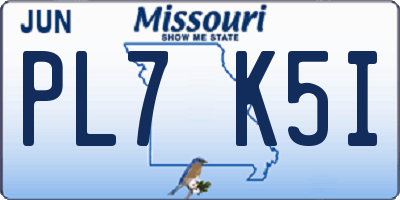 MO license plate PL7K5I