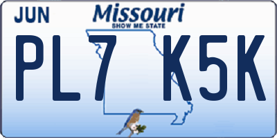 MO license plate PL7K5K