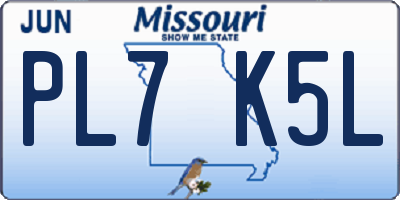 MO license plate PL7K5L