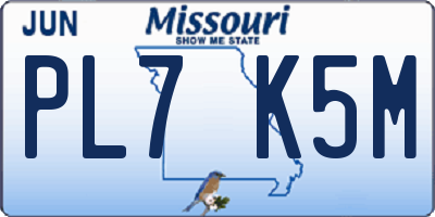 MO license plate PL7K5M