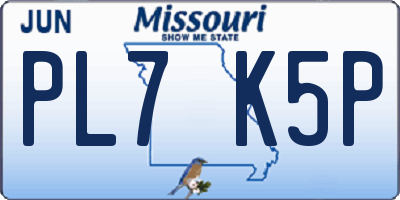 MO license plate PL7K5P