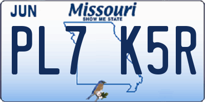 MO license plate PL7K5R