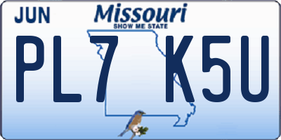 MO license plate PL7K5U