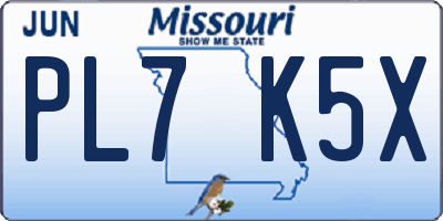 MO license plate PL7K5X