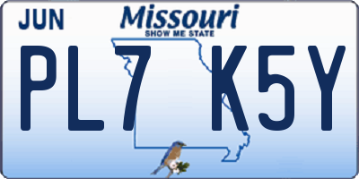 MO license plate PL7K5Y
