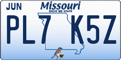 MO license plate PL7K5Z