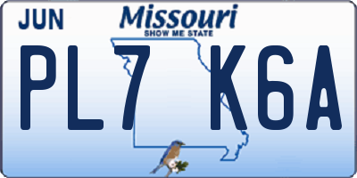 MO license plate PL7K6A