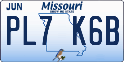 MO license plate PL7K6B