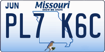MO license plate PL7K6C