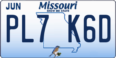 MO license plate PL7K6D