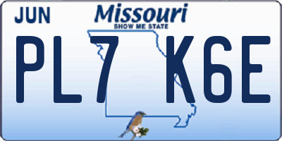 MO license plate PL7K6E