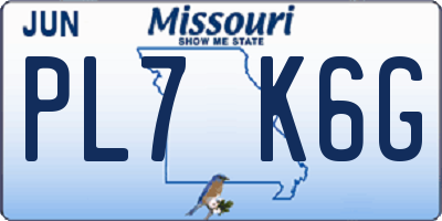MO license plate PL7K6G