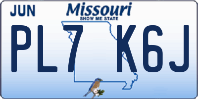 MO license plate PL7K6J