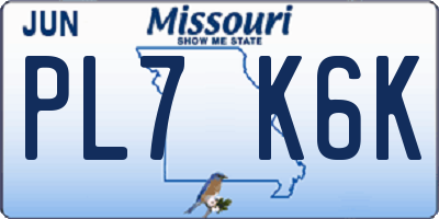 MO license plate PL7K6K