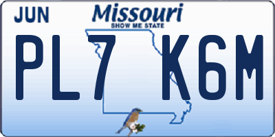 MO license plate PL7K6M