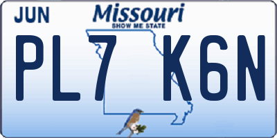 MO license plate PL7K6N