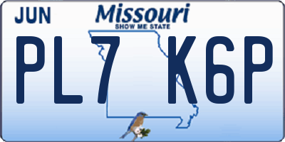 MO license plate PL7K6P