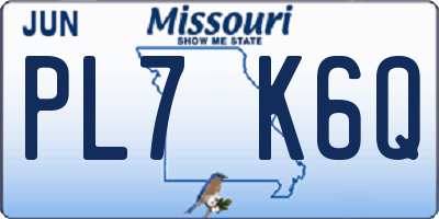 MO license plate PL7K6Q